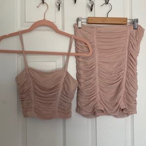 Pink glitter scrunched two piece